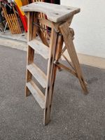Hingucker Vintage Holzleiter / Trittleiter, 98cm hoch, Antik
