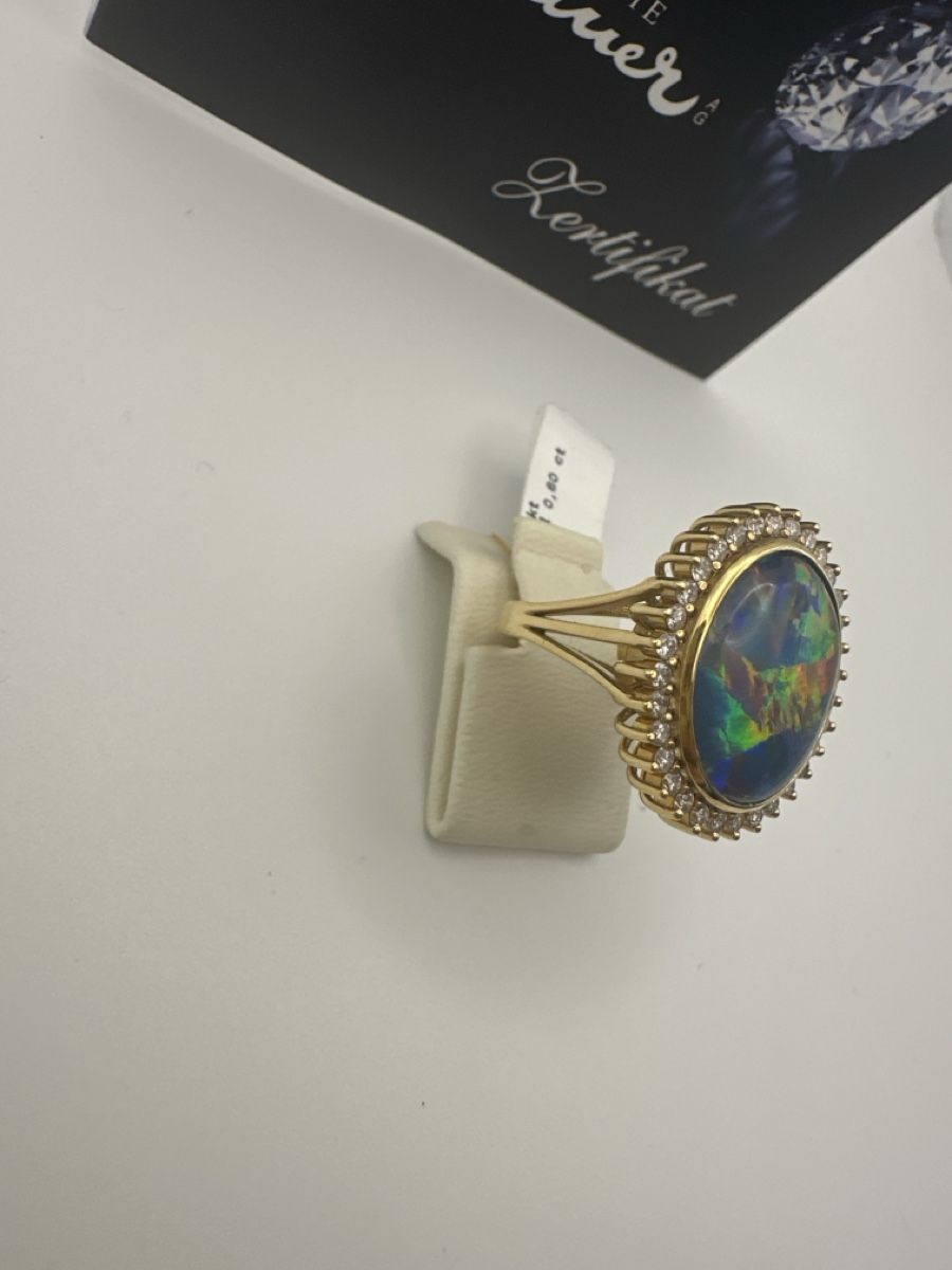 Anelli: 18 Karat Ring mit Opal und Brillanten – Nuovo (secondo la descrizione) da zürich venduto da bijouteriegossauer 1