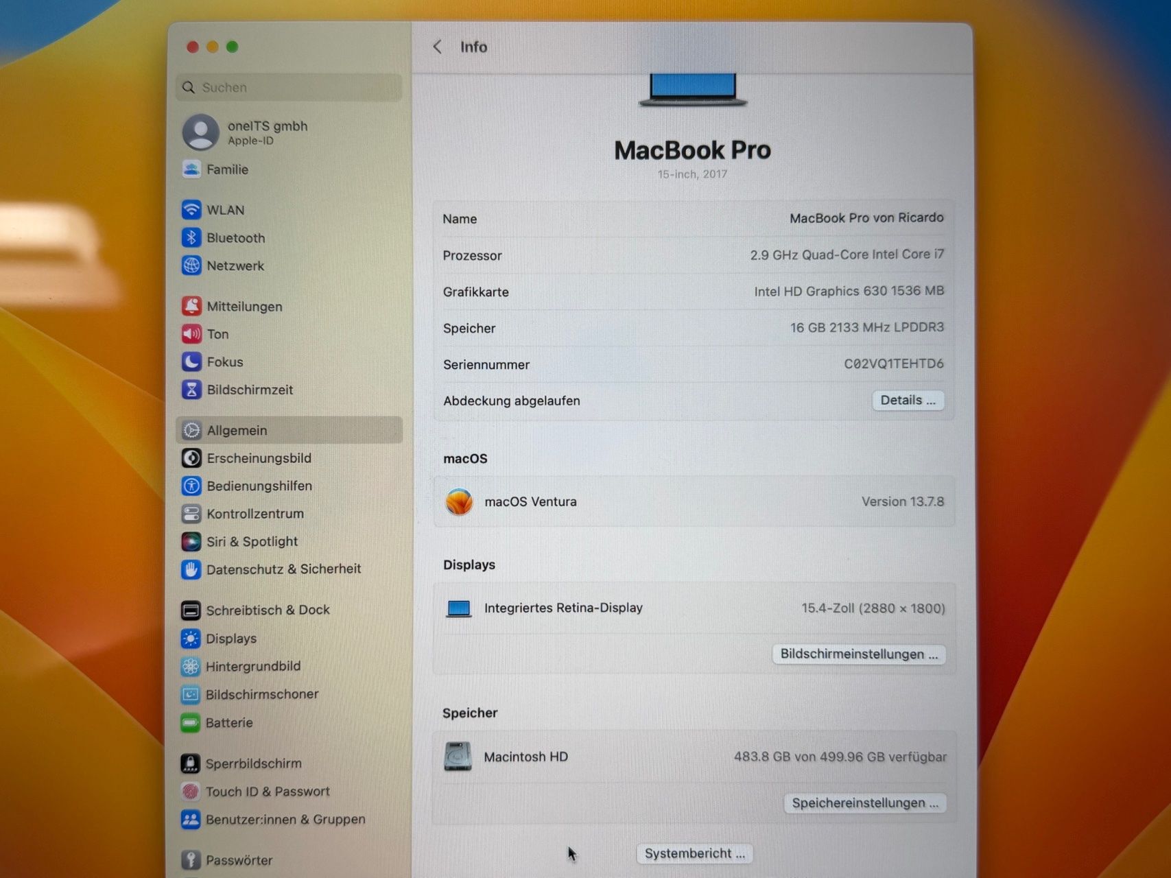 Apple Notebook: Apple MacBook Pro 15" 2017 – Usato da Bassersdorf venduto da Dako 3