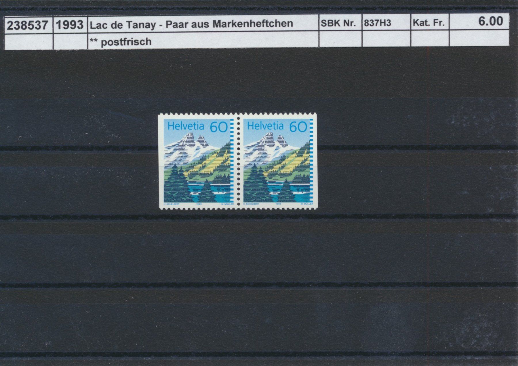 Tous les timbres: 1993 "Lac de Tanay-Paar aus Markenheftchen",  ** postfrisch – Neuf (Voir description) à Winterthur par Zupogeru