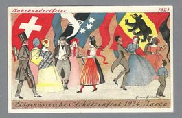 1924, AARAU EIDG. SCHÜTZENFEST, OFF. FESTPOSTKARTE *, LITO