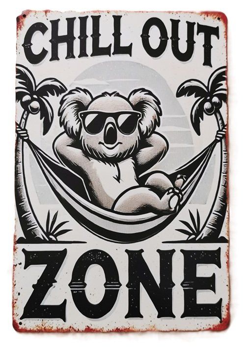 Insegne: CHILL OUT ZONE (Blechschild, neu, OVP) – Nuovo e nell'imballaggio originale da Wilen b. Wollerau venduto da morethanmusic