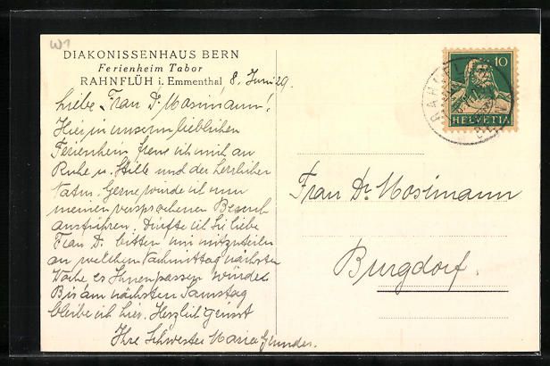 Cartoline postali: Rahnflüh i. Emmenthal, Diakonissenhaus  – Usato da Berlin venduto da bartko-reher 1