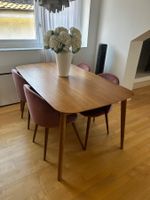 Esstisch mit vier Stühlen Holz und Samt gebraucht