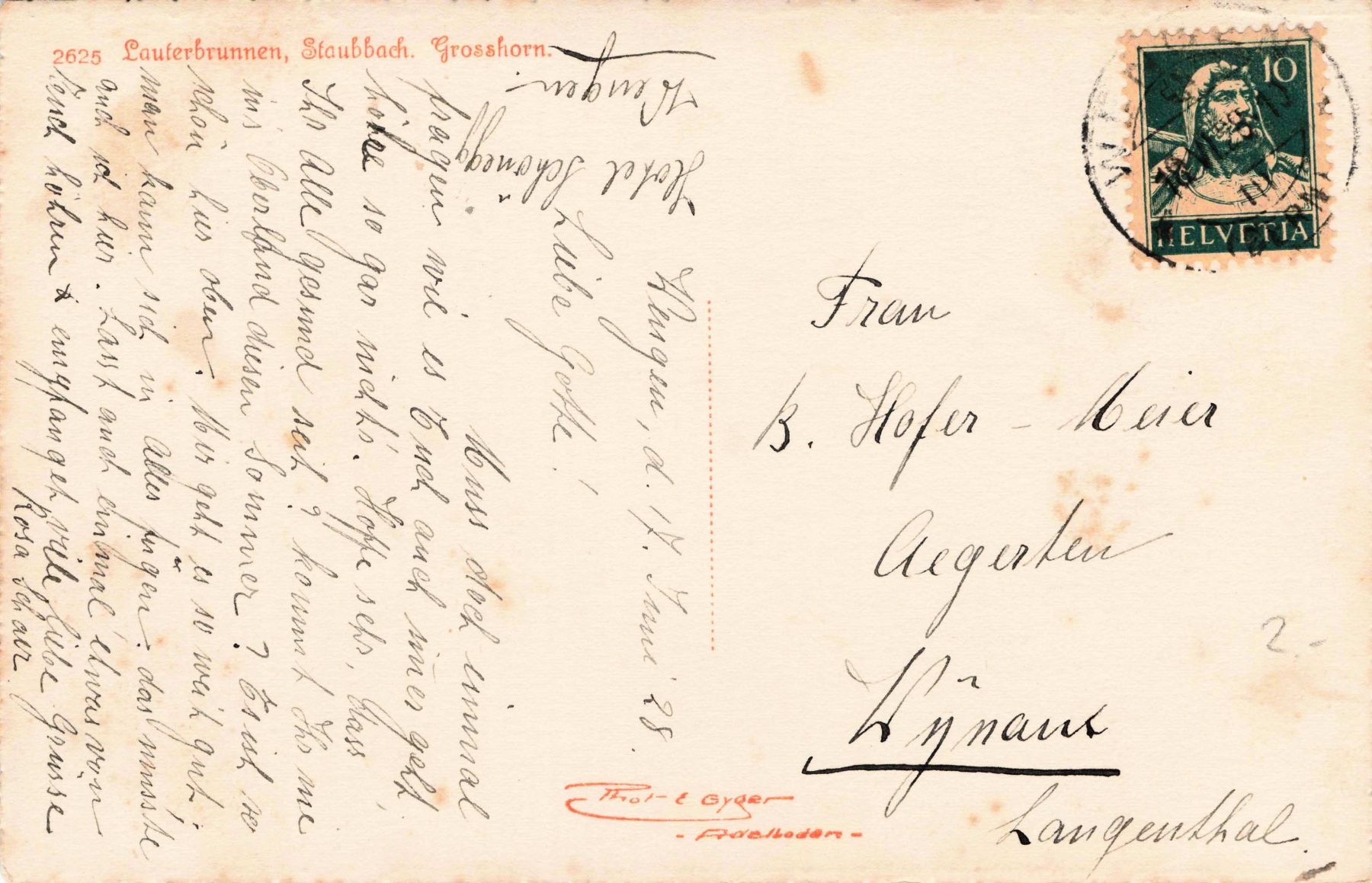 Cartoline postali: Lauterbrunnen staubbach grosshorn – Usato da Biasca venduto da Blenio71 1