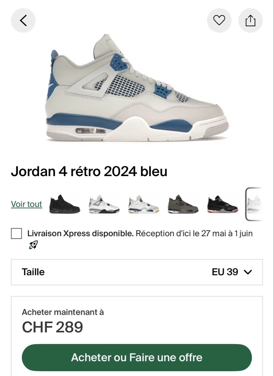Jordan Scarpe da uomo: Jordan 4 – Usato da Bulle venduto da Laetitia84 5