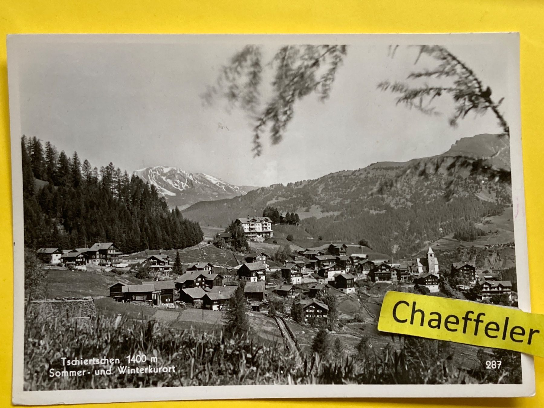 Cartoline postali: 1952 Tschirtschen, Sommer und Winterkurort – Usato da Zürich venduto da Chaeffeler