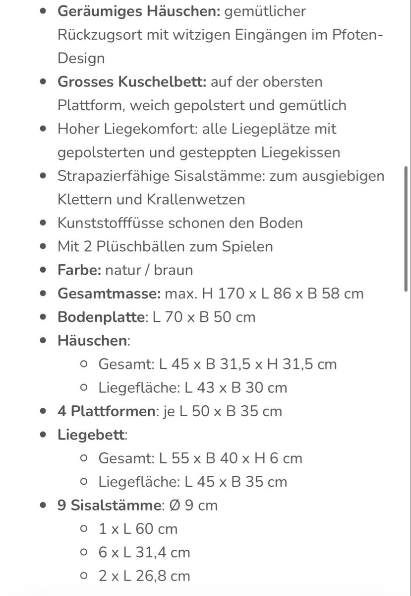 Tiragraffi: Kratzbaum mit Aussichtsplattform – Usato da Bonstetten venduto da Tulli.Tulla 2