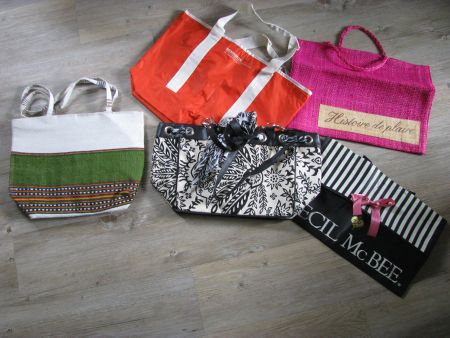 Lot de 5 cabas - Plages ou autres - Strand - Einkauftaschen