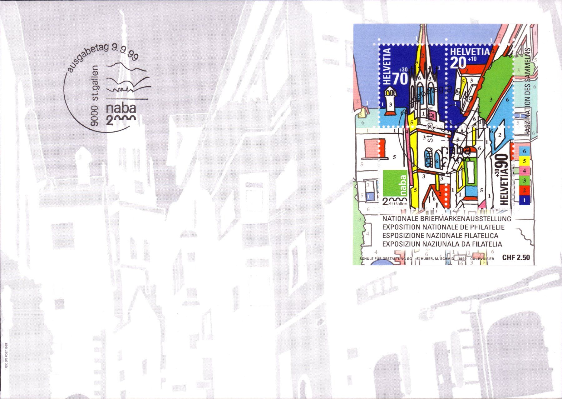 Tutti i francobolli: 1999 FDC NABA Block St. Gallen Format E6 – Usato da Eggersriet venduto da stamp303