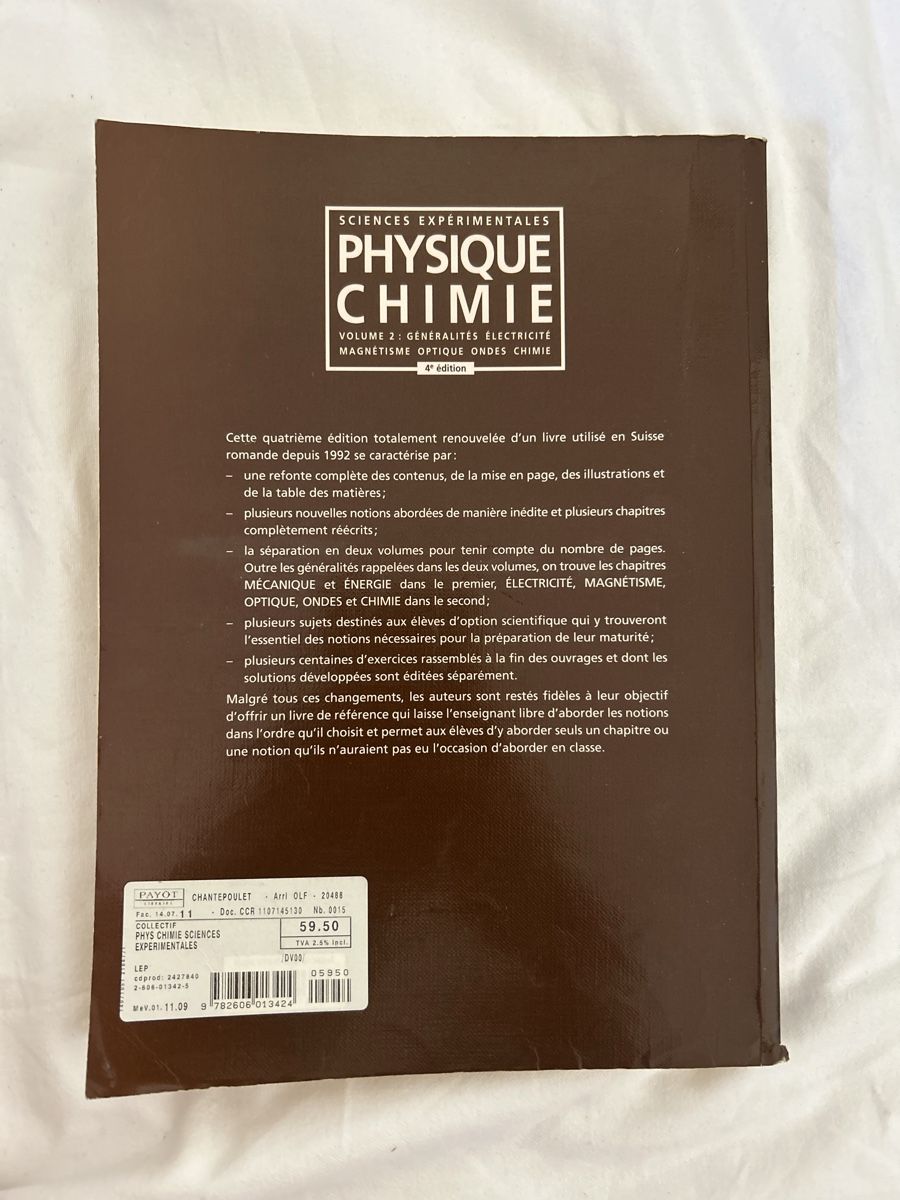 Bücher: Physique-Chimie 2 - Généralités - Magnétismes - Optique - On – Gebraucht aus Genève von Niara18 1