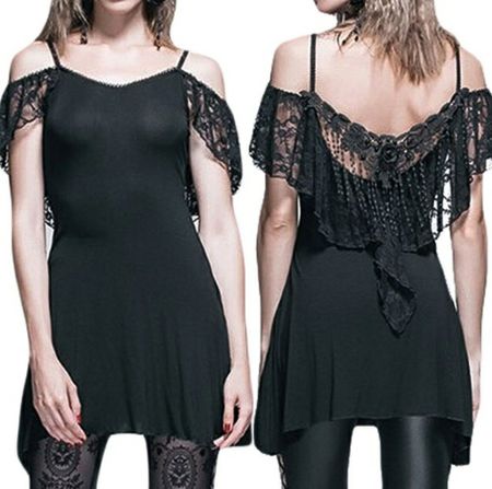 Schwarzes Gothic Top mit Spitze Gr. S