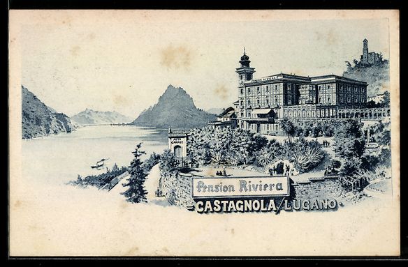 Ansichtskarten: Castagnola /Lugano, Pension Riviera – Gebraucht aus Berlin von bartko-reher