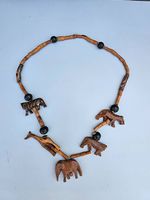 Vintage Afrika Holzkette geschnitze Safari Tiere Boho Tribal