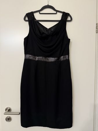 Elegantes Abendkleid schwarz Gr. 40/42 Pailletten Details