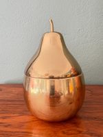 Vintage Eisbehälter Birne Metall goldfarben mit Deckel, 70er