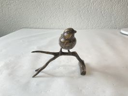 Sculpture en bronze animalière (oiseau sur une branche)