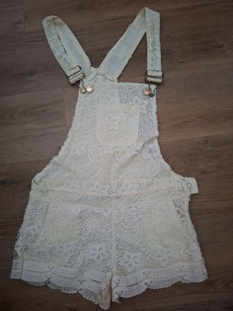 Sommer Overall weiss creme spitze Shorts Jumpsuit