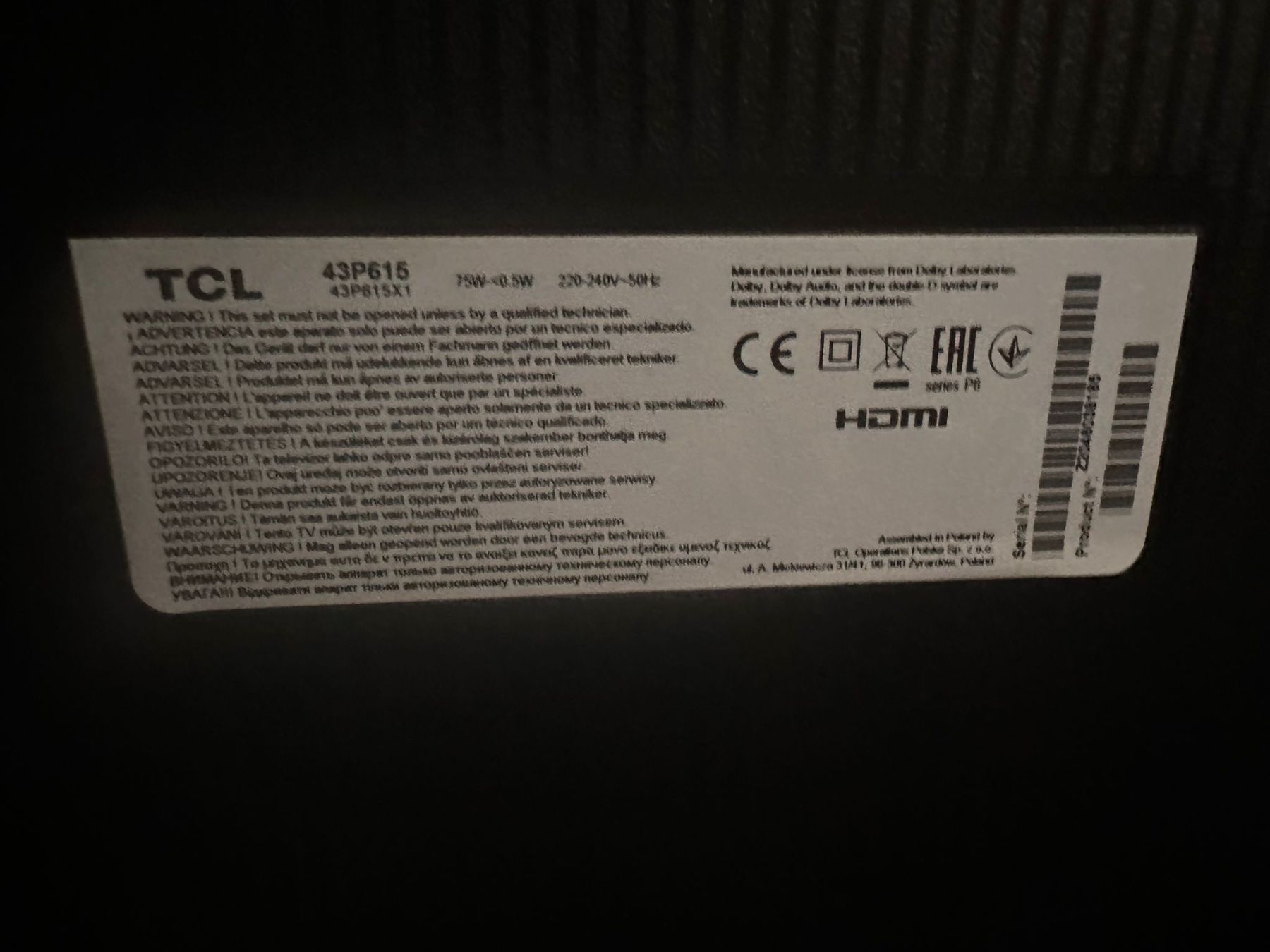 Televisori: TCL 43" 4K HDR Android Smart TV - original box & remote – Usato da Zürich venduto da Sanderdh 2