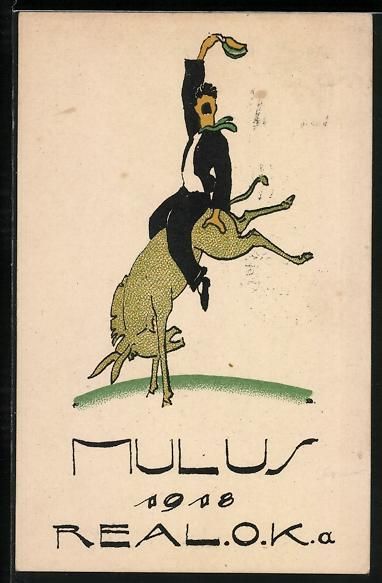 Cartoline postali: Bern, Absolvia Mulus Real O. K. a 1918,  – Usato da Berlin venduto da bartko-reher