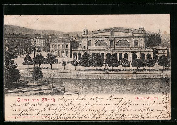 Cartoline postali: AK Zürich, Bahnhofsplatz, 1901 – Usato da Berlin venduto da bartko-reher