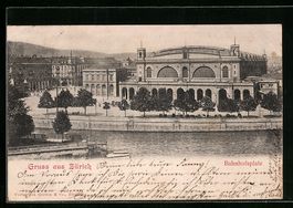 AK Zürich, Bahnhofsplatz, 1901