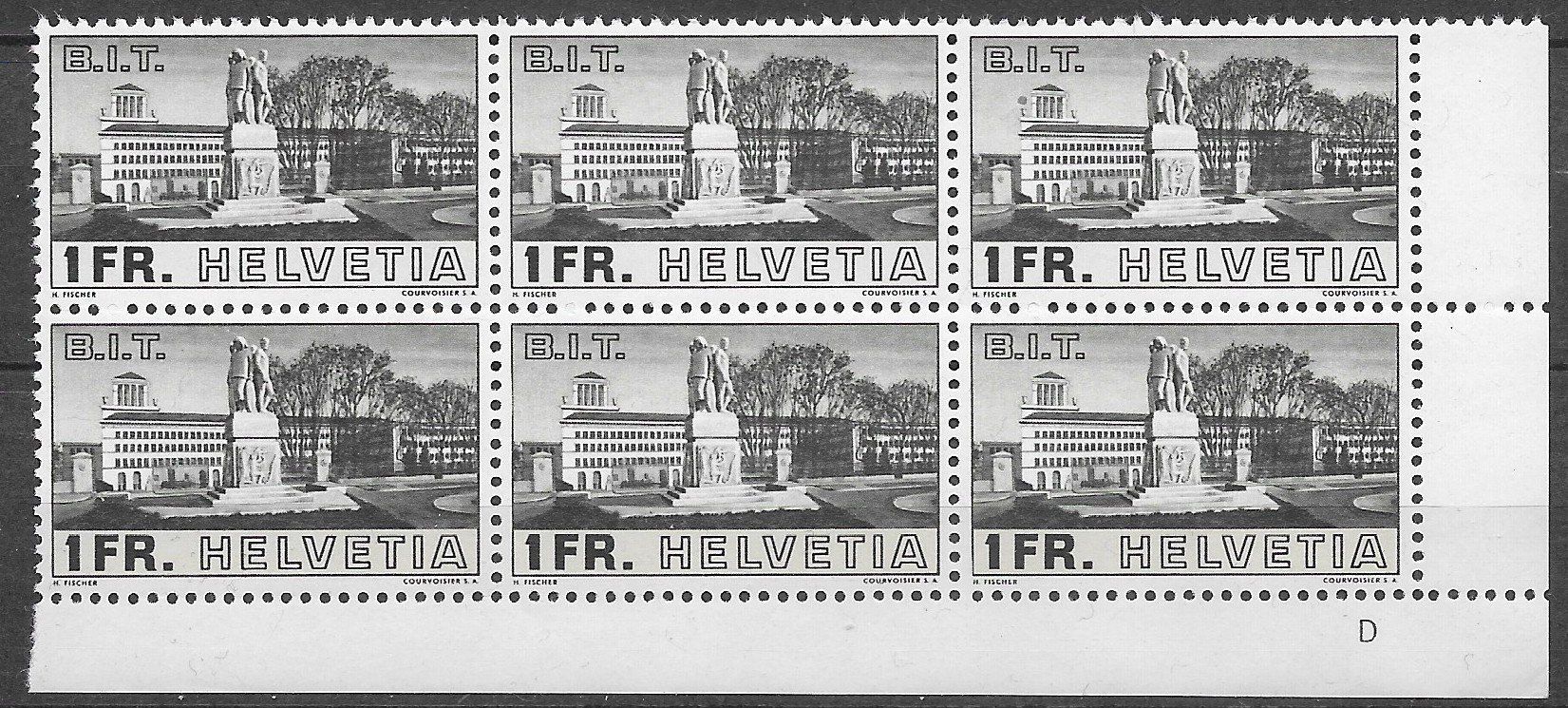 Tutti i francobolli: 1938: SdN--BIT Nr.211-214 Sechser Block ** – Usato da Walperswil venduto da Tcheidi 3