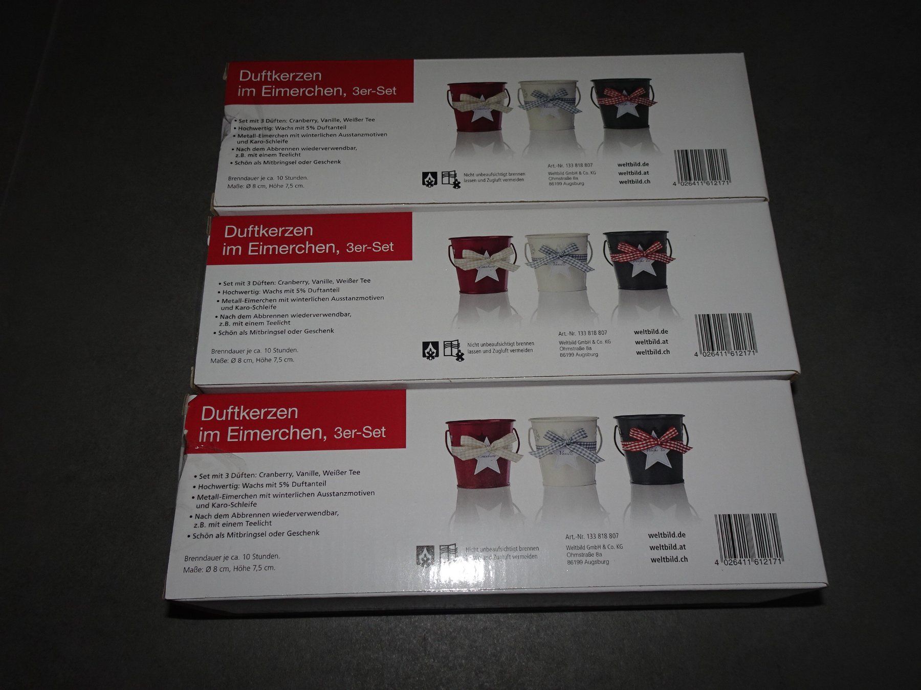 Candele: 3x3 Duftkerzen im Eimerchen, Dekoration – Nuovo e nell'imballaggio originale da Bassersdorf venduto da Brilliance 1