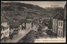 Sachseln, Dorfplatz mit Sarnersee u. Pil