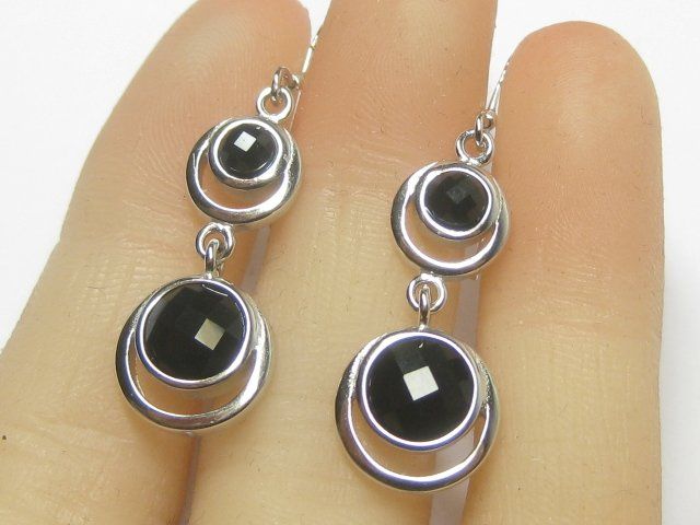 Orecchini pendenti & Orecchini a lobo: Ohrringe Ohrhänger Silber 925 / Onyx Imitat – Usato da Ermatingen venduto da Decovin 2