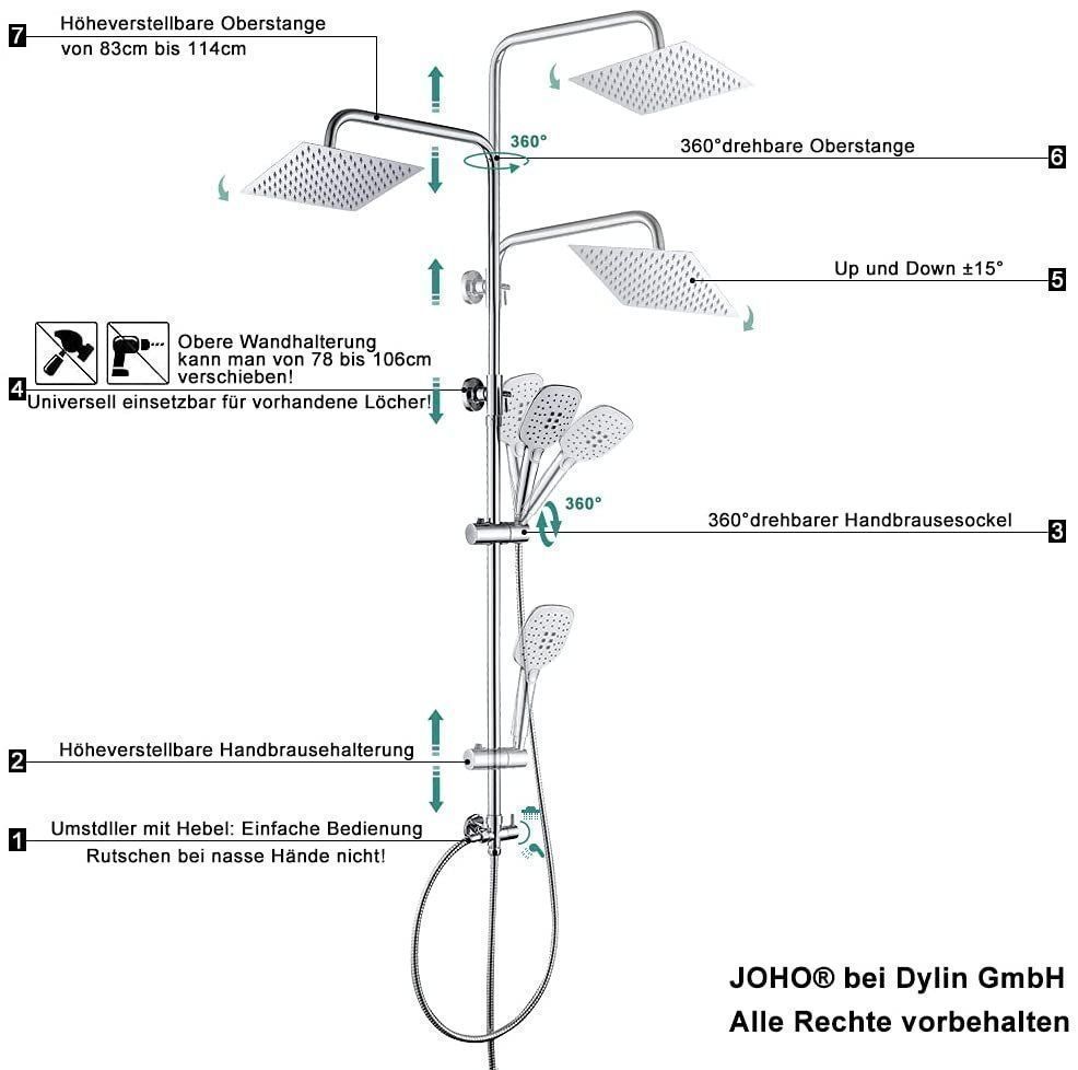 Soffioni doccia: Duschset Duschstangeset Duschsäuleset Duschsystem Duschkopf – Nuovo e nell'imballaggio originale da Herisau venduto da Serenco 3