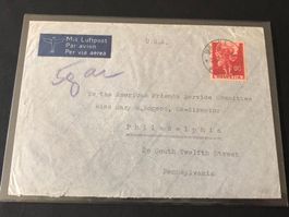 Flugpost Brief 1941 von Basel nach Philadelphia U.S.A.
