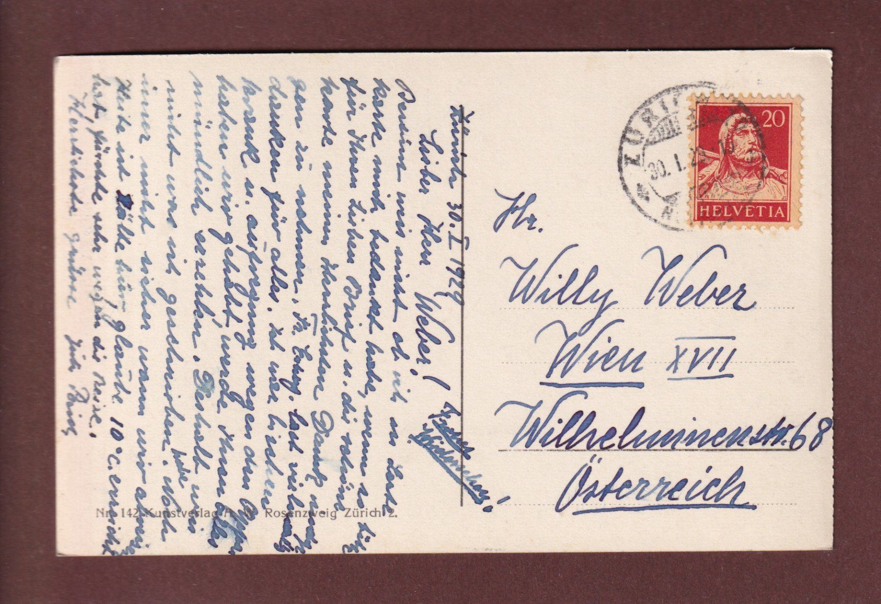 Ansichtskarten: ZÜRICH - Utoquai - 1929 – Gebraucht aus Pully von nicecards-shop 1