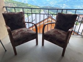 Paire de fauteuils vintage à fleurs, style années 50, été!