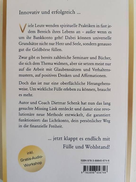 Libri: Phänomen Lichtkonto - Dietmar Schenk – Usato da bern venduto da jeannie2006 1