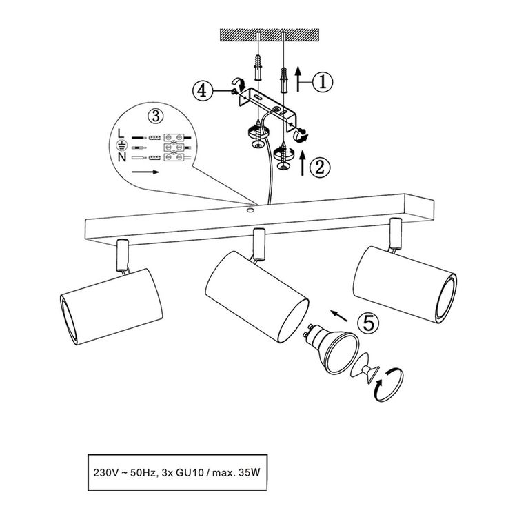 Lampes: Deckenleuchte, 3 Strahler, 44 cm x 9 cm – Neuf (Voir description) à Kreuzlingen par Smart-Light 4