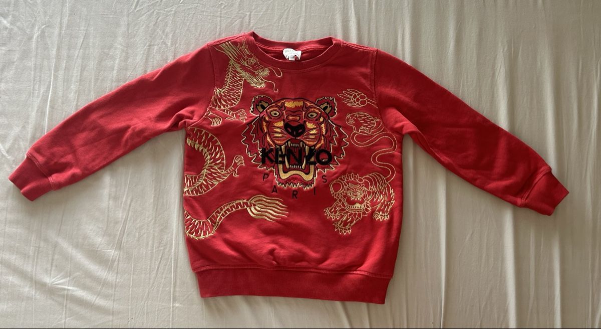 Kenzo Maglioni & Felpe: KENZO PARIS KINDER PULLOVER ROT TIGER GR 8 / 128 – Usato da Wollerau venduto da Stefan2509