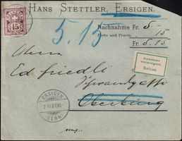 1907, Ziffermuster SBK-Nr. 85, auf refüsiertem NN-Brief.