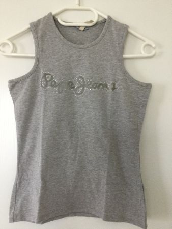Pepe Jeans Top ärmellos S hellgrau Strass 1 Shirt Soccx XS