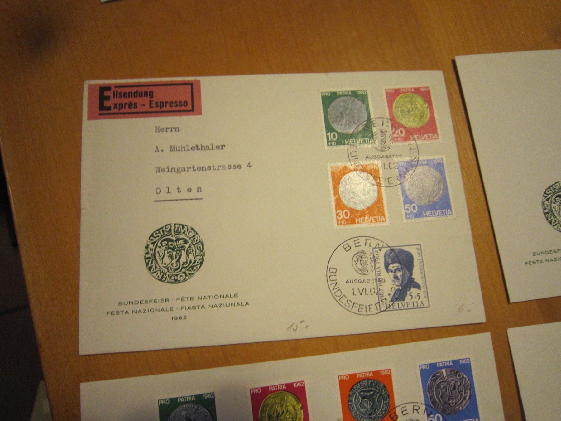 Tutti i francobolli: PP 1962 FDC 4 verschiedene einmal mit AK Stempel – Usato da Gordola venduto da Polentaefung 1