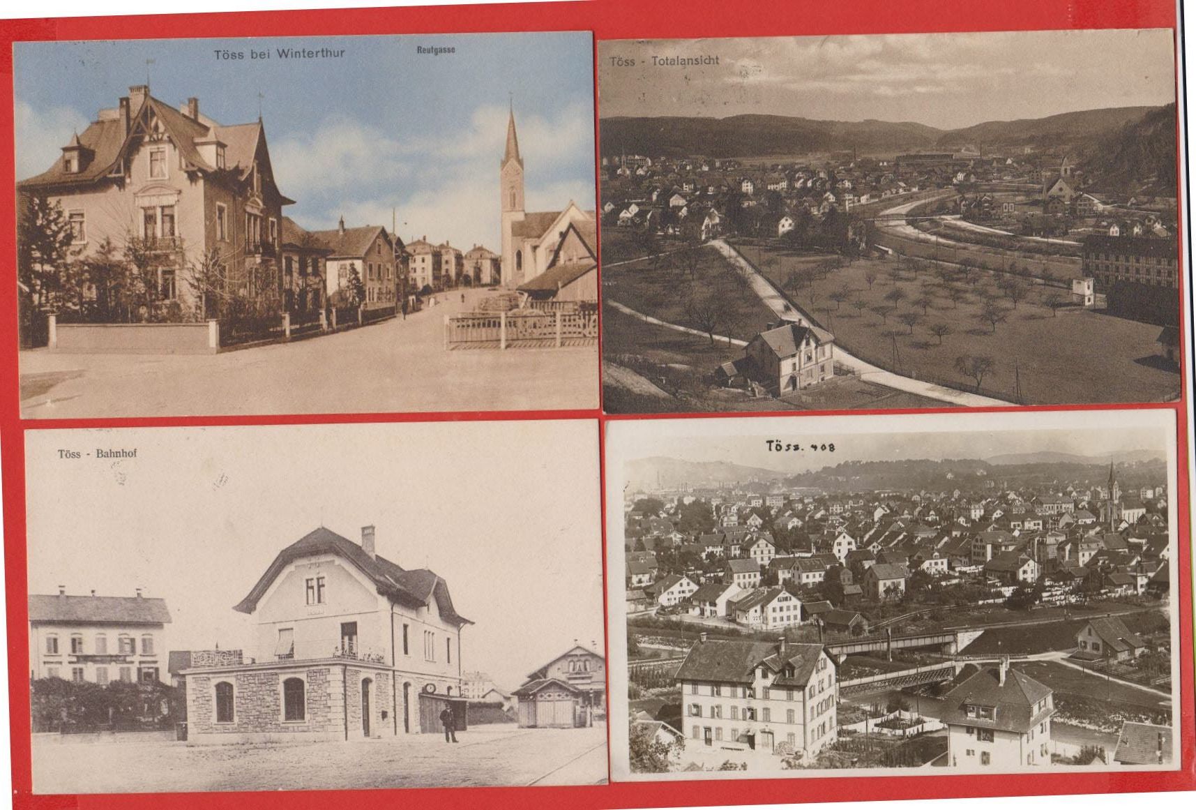 Ansichtskarten: Töss  -  4 antike Ansichtskarten 1910er/20er-Jahre – Gebraucht aus Vitznau von Ropaku