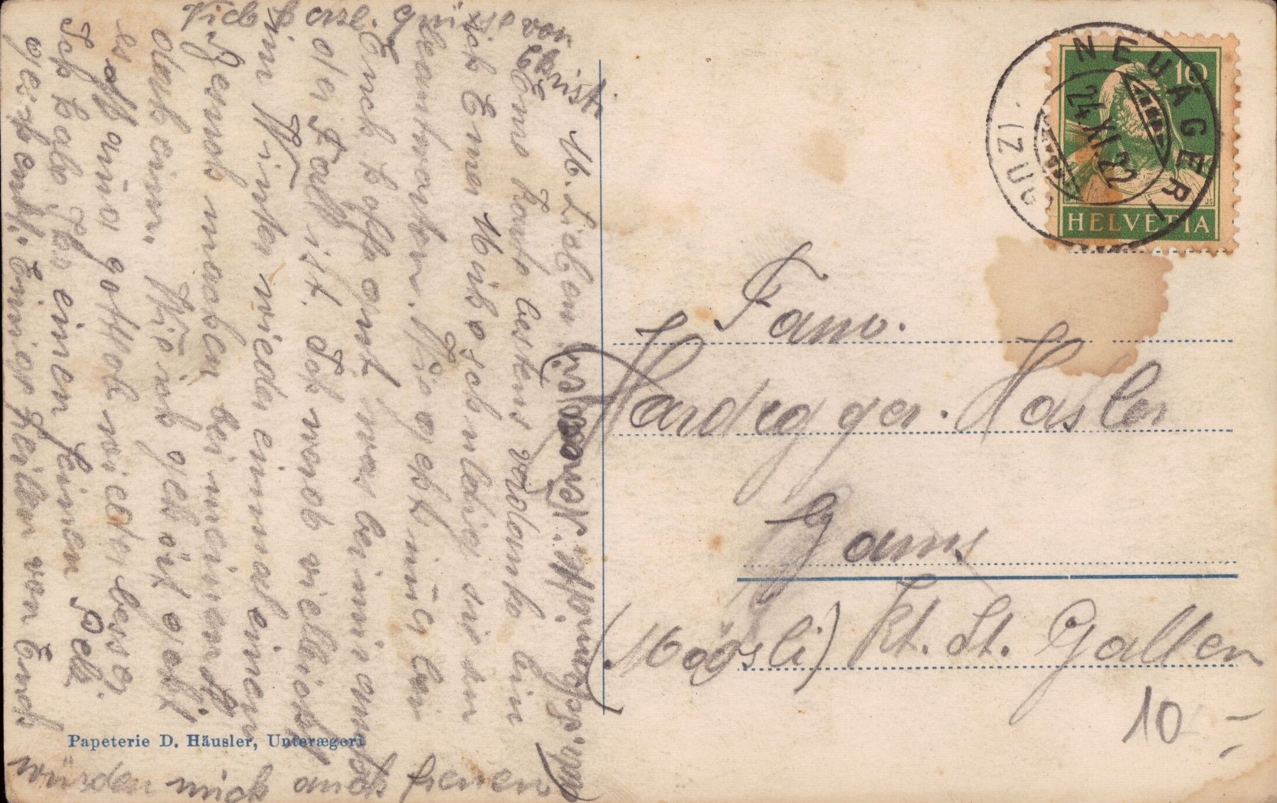 Cartoline postali: 1922 AK Aegerisee – Usato da Eggersriet venduto da stamp303 1
