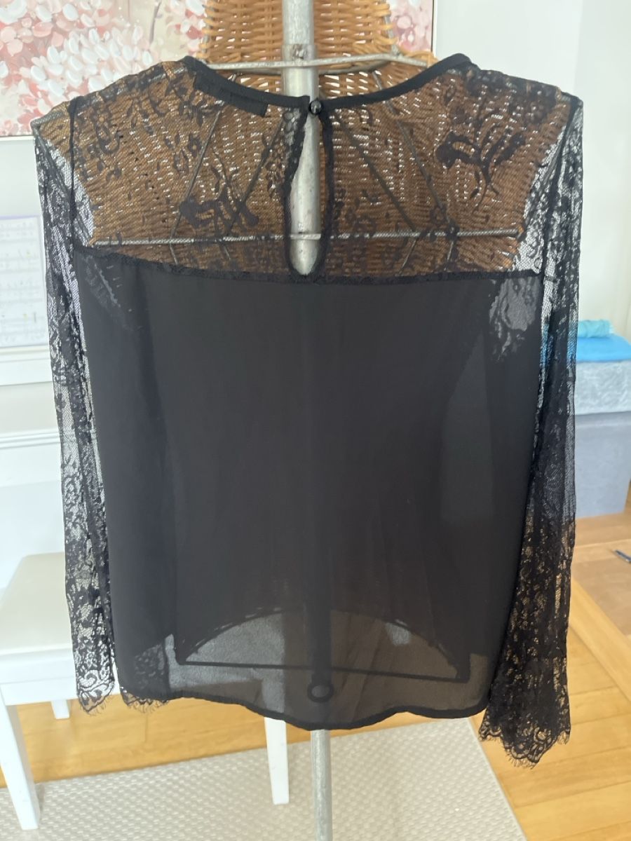 Shein Blusen: Bluse schwarz mit Spitzenärmel, Shein, ca. 38 – Gebraucht aus Solothurn von Bobesch08 3