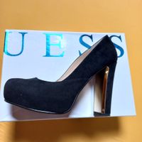 Guess Plateau High Heels Leder schwarz Gr. 38