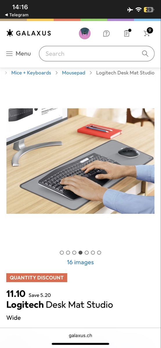 Logitech Tappetini per mouse: Logitech Desk Mat Studio Wide – Usato da Langenthal venduto da vik_v5ml 8