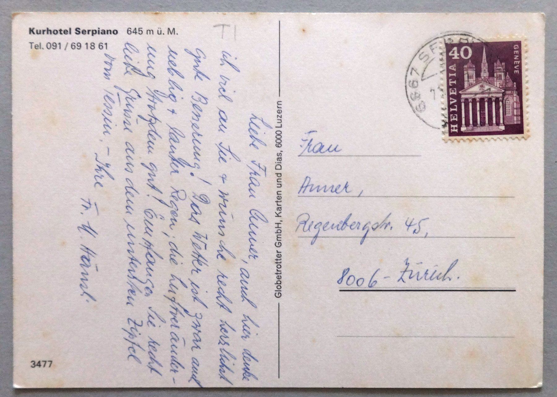 Cartoline postali: Kurhotel Serpiano 645 m ü.M. – Difettoso da Fétigny venduto da Billy2miny 1