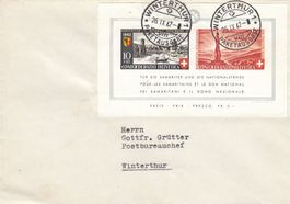 1942 Bundesfeierblock Brief Zunr. B19, Ortsbeleg Winterthur