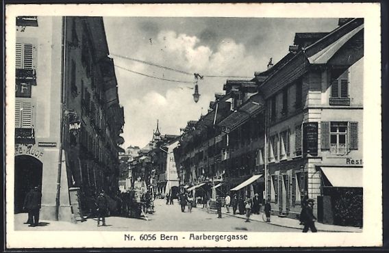 Cartoline postali: Bern, Aarbergergasse mit Hotel und Caf – Usato da Berlin venduto da bartko-reher