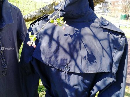 Armani Jeans Trenchcoat Mantel marine 38 Uebergang