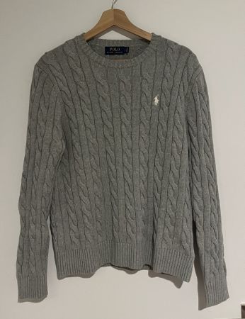 Polo Ralph Lauren Strickpullover Zopfmuster Gr. L Grau